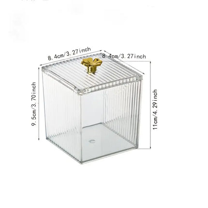 Cosmetic Cotton Swab Storage Box with Cover (1Pc)