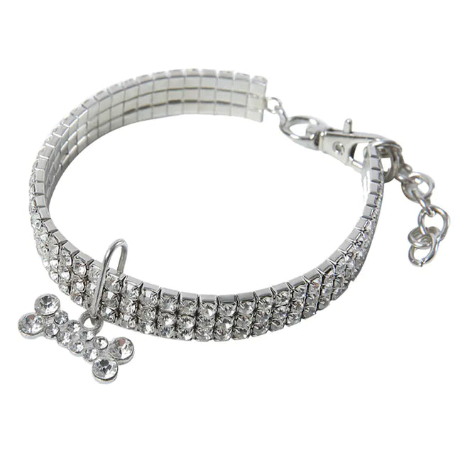 Bling Rhinestone Dog Collar with Leash for Small Dogs