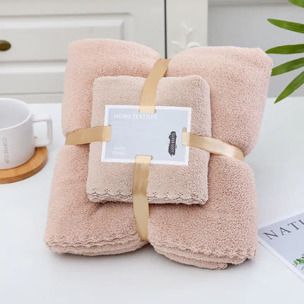 Coral Fleece Bath Towel Set - Thick, Absorbent, Warm