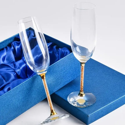 2pcs Imitation Golden Leaf Lead-free Crystal Glasses
