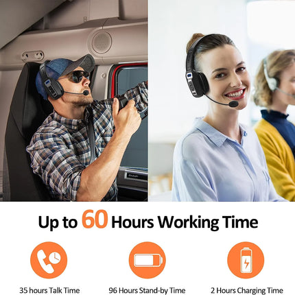 Bluetooth 5.2 Wireless Headset With Noise Cancelling Mic For Phones PC