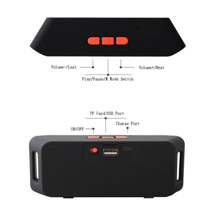 Tune Thunder Rechargeable Wireless Bluetooth Portable Speaker Outdoor USB/TF/FM Radio Stereo