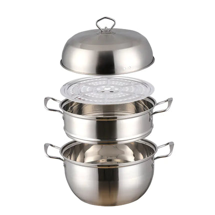 Large-Capacity Double-Layer Stainless Steel Steamer