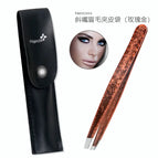 Oblique mouth eyebrow clip leather bag (Rose Gold)