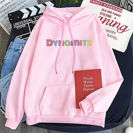 Loose Women's Hoodie with Letter Print Design