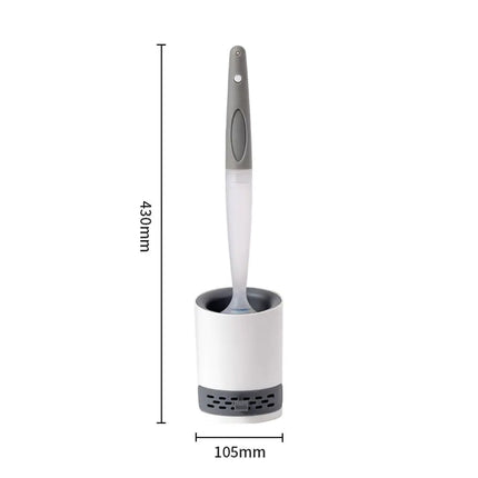 Long Handle Toilet Brush Set with Base and Soft Bristles