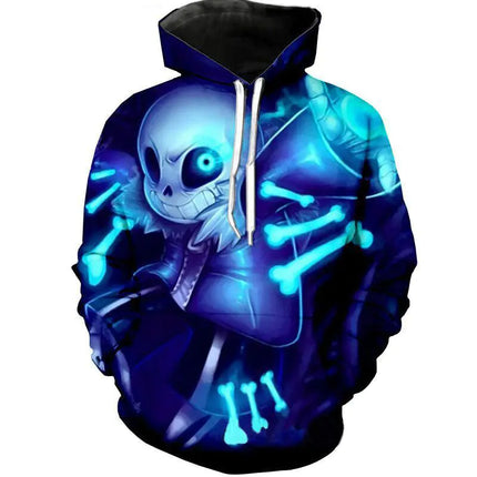 Men's Long Sleeve Hoodie with Skull Digital Print