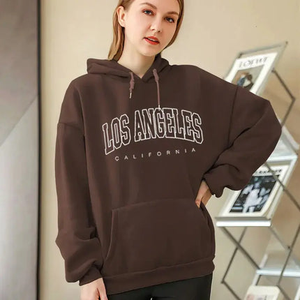 Los Angeles Letter Print Women's Hoodie Pullover