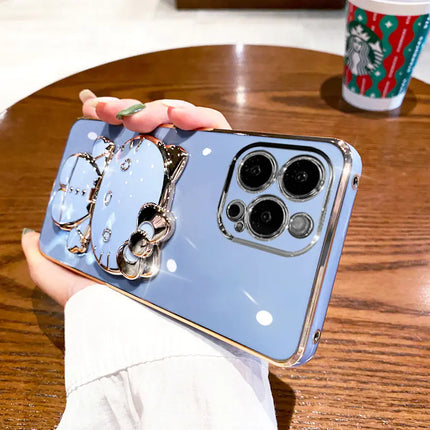 Cat Stand Makeup Mirror Case for iPhone 15/14 Pro Max