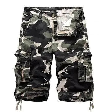 Camo Print Knee-Length Cargo Shorts