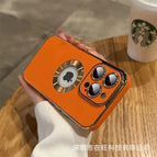 Hollow leather pattern-Orange / iPhone 13