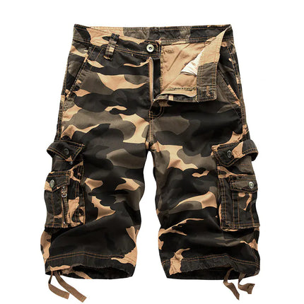 Camo Print Knee-Length Cargo Shorts