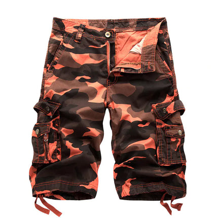 Camo Print Knee-Length Cargo Shorts