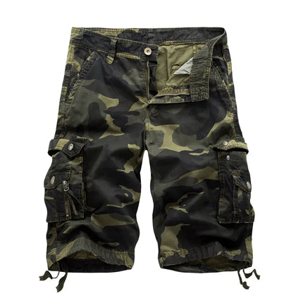 Camo Print Knee-Length Cargo Shorts