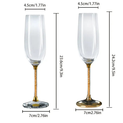 2pcs Imitation Golden Leaf Lead-free Crystal Glasses