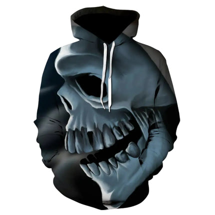 Men's Long Sleeve Hoodie with Skull Digital Print