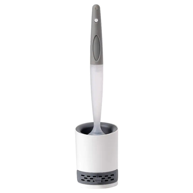 Long Handle Toilet Brush Set with Base and Soft Bristles