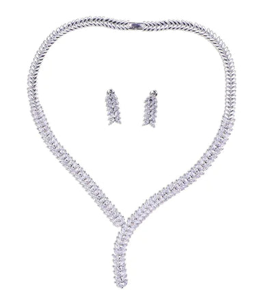 Luxury Bridal Jewelry Set with AAA Zirconia Earrings & Necklace
