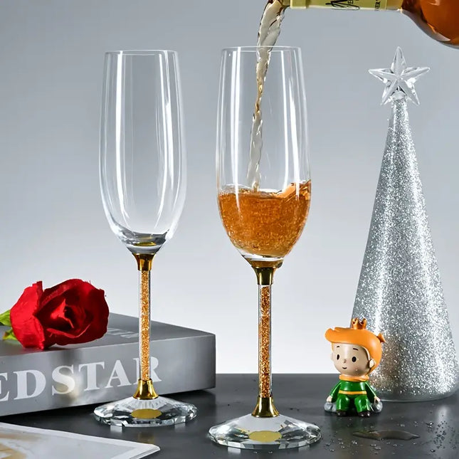 2pcs Imitation Golden Leaf Lead-free Crystal Glasses