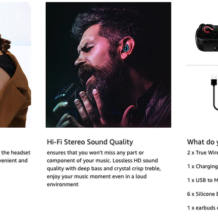 Bluetooth 5.1 Headset TWS Wireless Earphones Mini Earbuds Stereo Headphones IPX7