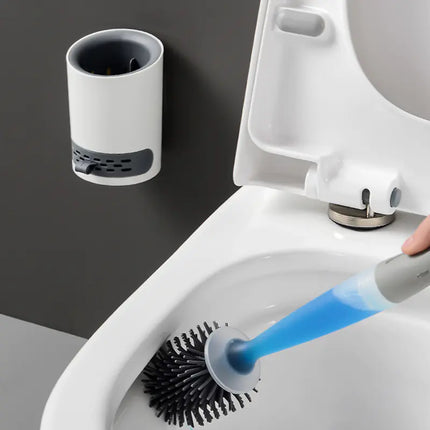 Long Handle Toilet Brush Set with Base and Soft Bristles