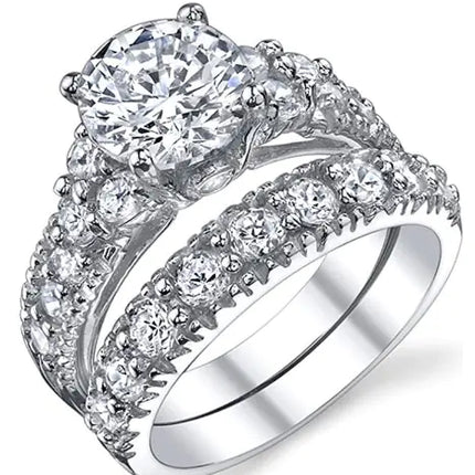 18K Gold Plated Couple Rings with AAA Zirconia
