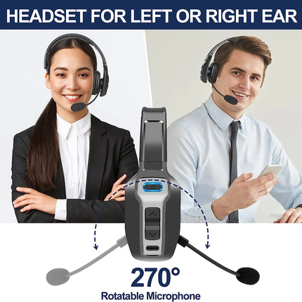 Bluetooth 5.2 Wireless Headset With Noise Cancelling Mic For Phones PC
