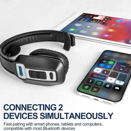 Bluetooth 5.2 Wireless Headset With Noise Cancelling Mic For Phones PC