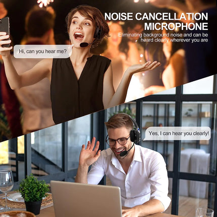 Bluetooth 5.2 Wireless Headset With Noise Cancelling Mic For Phones PC