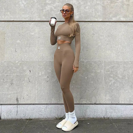 Women's Casual Color-Blocking Yoga Outfit