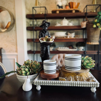 Luxury Large Striped Stone Designer Candle - Harvest