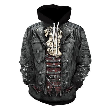Men's Long Sleeve Hoodie with Skull Digital Print