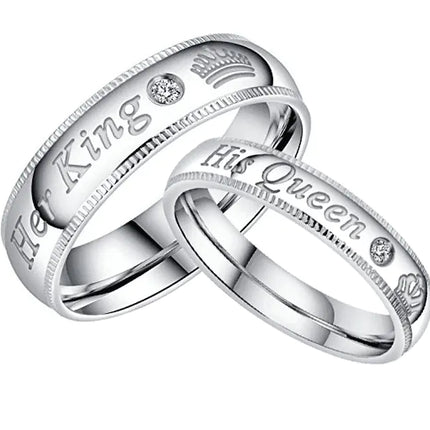 Couple Rings with Zirconia and Crown Design