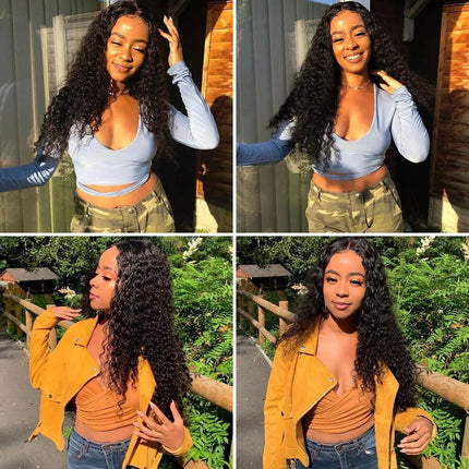 AA Hair Front Wig Womens Brazilian Human Long Curly Lace Wavy Hair Wigs