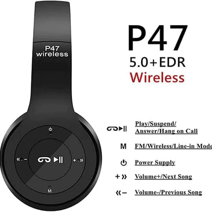 Wireless Bluetooth 5.0 Headphones Headset Over-Ear FM Radio MIC Foldable TF Card