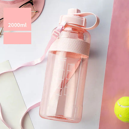 Large Capacity Outdoor Plastic Straw Sports Water Bottle