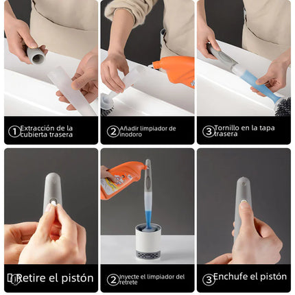 Long Handle Toilet Brush Set with Base and Soft Bristles